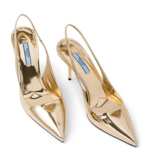 prada woven leather pumps|prada metallic leather slingback pumps.